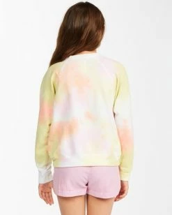 Best Sale 🔔 Billabong 👧 Girls' Painted Rainbows Tie Dye Crewneck Sweatshirt MULTI 💯 -Girls Sales Store abgft00140 billabongw mul bck1 1