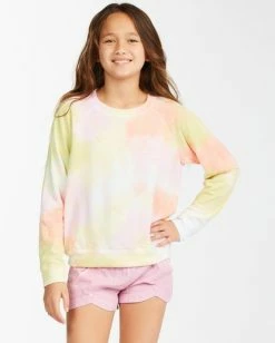 Best Sale 🔔 Billabong 👧 Girls' Painted Rainbows Tie Dye Crewneck Sweatshirt MULTI 💯 -Girls Sales Store abgft00140 billabongw mul frt1 1