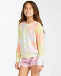 Best Sale 🔔 Billabong 👧 Girls' Painted Rainbows Tie Dye Crewneck Sweatshirt MULTI 💯 -Girls Sales Store abgft00140 billabongw mul sd1 1