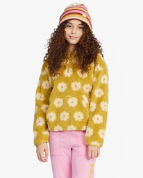 Wholesale 😉 Billabong 👧 Girls' Just In Time Half-Zip Pullover Sweatshirt SWEET CHOCOLATE 👏