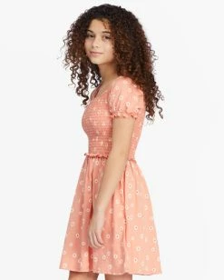 Outlet 💯 Billabong 👧 Girls' Dance Around Babydoll Mini 👗 Dress CANYON SUNSET 👍 -Girls Sales Store abgkd00141 billabongw nhy0 sd1 1