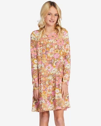 New 🧨 Billabong 👧 Girls' In The Wild Long Sleeve Mini 👗 Dress SWEET CHOCOLATE 🤩