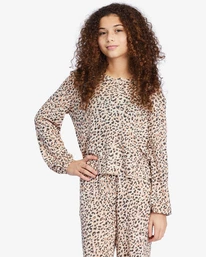 Buy ๐งจ Billabong ๐ง Girls' Happy Henley Long Sleeve Top ANIMAL ๐