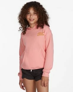 Outlet 💯 Billabong 👧 Girls' Choose Love Pullover Hoodie SORBET 😍 -Girls Sales Store abgsf00139 billabongw sor frt1 1