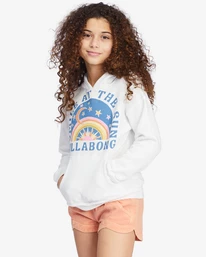 Coupon ๐ฅ Billabong ๐ง Girls' Smile At The Sun Graphic Hoodie SALT CRYSTAL ๐