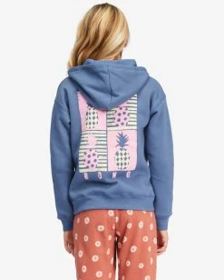 Brand new 🎉 Billabong 👧 Girls' Pineapple Party Graphic Hoodie INDIGO LOVE ✔️ -Girls Sales Store abgsf00156 billabongw bng0 bck1 1