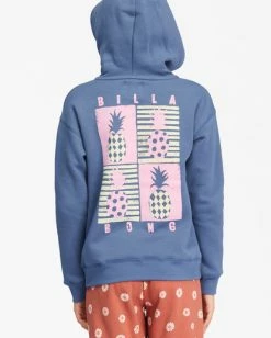 Brand new 🎉 Billabong 👧 Girls' Pineapple Party Graphic Hoodie INDIGO LOVE ✔️ -Girls Sales Store abgsf00156 billabongw bng0 dtl2 1