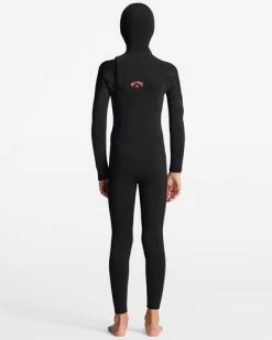 Wholesale 🔔 Billabong 👧 Girls' 5/4 Synergy Chest Zip Hooded Full Wetsuit WILD BLACK 🥰 -Girls Sales Store abgw200100 billabongw kyh6 bck1 1