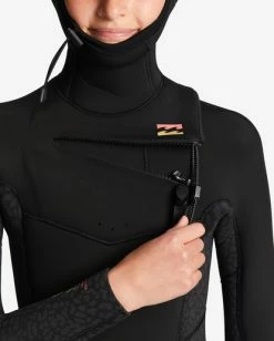 Wholesale 🔔 Billabong 👧 Girls' 5/4 Synergy Chest Zip Hooded Full Wetsuit WILD BLACK 🥰 -Girls Sales Store abgw200100 billabongw kyh6 dtl2 1
