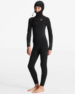Wholesale 🔔 Billabong 👧 Girls' 5/4 Synergy Chest Zip Hooded Full Wetsuit WILD BLACK 🥰 -Girls Sales Store abgw200100 billabongw kyh6 sd1 1