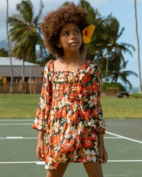 Best Sale 🥰 Billabong 👧 Girls' Fall Is Here Long Sleeve Mini 👗 Dress BLACK MULTI 🎉