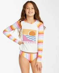 Promo 🌟 Billabong 👧 Girls' Rising Sun Long Sleeve Rashguard MULTI 🔔