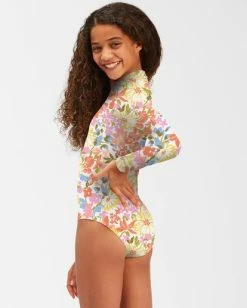 Promo 👏 Billabong 👧 Girls' Windsong Long Sleeve 🩱 Swimsuit MULTI 😍 -Girls Sales Store abgwr00136 billabongw mul bck1 1