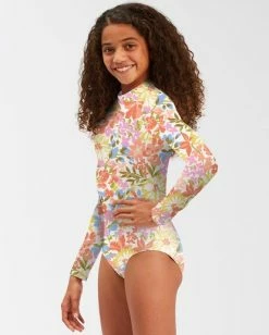 Promo 👏 Billabong 👧 Girls' Windsong Long Sleeve 🩱 Swimsuit MULTI 😍 -Girls Sales Store abgwr00136 billabongw mul sd1 1