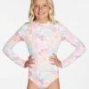Hot Sale ✨ Billabong 👧 Girls' Brighter Days Long Sleeve 🩱 Swimsuit MULTI 👏 -Girls Sales Store abgwr00137 billabongw mul frt1