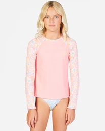 Best Sale 👍 Billabong 👧 Girls' Mini Mystic Long Sleeve Rashguard CORAL PINK 😉