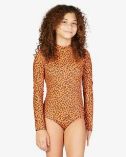 Buy 🎁 Billabong 👧 Girls' Wildflower Long Sleeve 🩱 Swimsuit DESERT CLAY 🥰 -Girls Sales Store abgwr00151 billabongw clv0 frt1 1