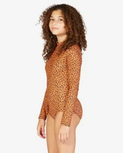 Buy 🎁 Billabong 👧 Girls' Wildflower Long Sleeve 🩱 Swimsuit DESERT CLAY 🥰 -Girls Sales Store abgwr00151 billabongw clv0 sd1 1