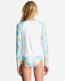 Cheap 🔔 Billabong Girl's 4-16 Mermaid Feels Long Sleeve UPF 50 Rashguard WHITE 👍 -Girls Sales Store abgwr00159 billabongw wht bck1 1