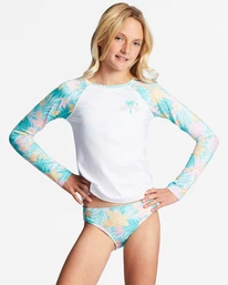 Cheap 🔔 Billabong Girl's 4-16 Mermaid Feels Long Sleeve UPF 50 Rashguard WHITE 👍