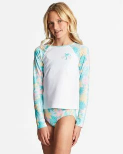 Cheap 🔔 Billabong Girl's 4-16 Mermaid Feels Long Sleeve UPF 50 Rashguard WHITE 👍 -Girls Sales Store abgwr00159 billabongw wht sd1 1
