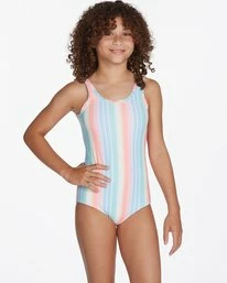 Flash Sale 🔥 Billabong 👧 Girls' Stoked On Stripes Scroop Back One-Piece 🩱 Swimsuit MULTI 🎁