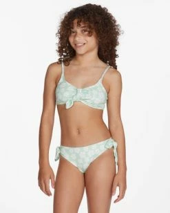 Best Pirce 🔥 Billabong 👧 Girls' Ditsy Love Knotted Tall Trilet 👙 Bikini Set HONEY DEW 😍 -Girls Sales Store abgx200221 billabongw gbq0 frt1 1