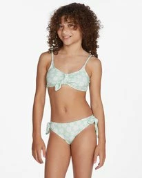 Best Pirce 🔥 Billabong 👧 Girls' Ditsy Love Knotted Tall Trilet 👙 Bikini Set HONEY DEW 😍