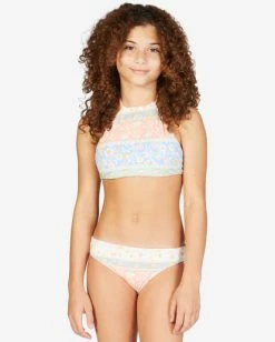 Hot Sale 🧨 Billabong 👧 Girls' Mini Mystic High Neck Reversible 👙 Bikini Set MULTI ⌛ -Girls Sales Store abgx200247 billabongw mul frt1 1