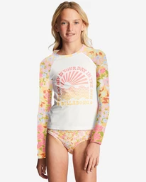 Top 10 😉 Billabong Girl's 4-16 Spring Daydream Long Sleeve Rashguard Two-Piece Swim Set GOLDEN PEACH ✨