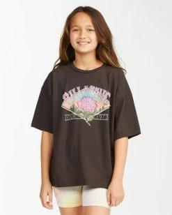 Best deal 🎉 Billabong 👧 Girls' A Rose Is A Rose Boyfriend T-Shirt OFF BLACK 👍 -Girls Sales Store abgzt00227 billabongw ofb frt1 1