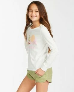 Cheapest 🥰 Billabong 👧 Girls' Follow Your Heart Long Sleeve T-Shirt SALT CRYSTAL 🌟 -Girls Sales Store abgzt00236 billabongw scs sd1 1