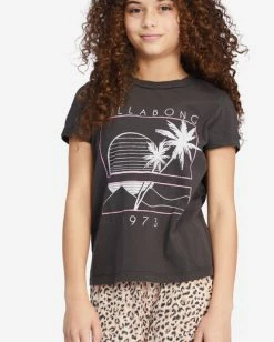 Outlet 🔔 Billabong 👧 Girls' On The Horizon Graphic Boyfriend T-Shirt OFF BLACK 👍 -Girls Sales Store abgzt00334 billabongw ofb dtl1 1