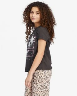Outlet 🔔 Billabong 👧 Girls' On The Horizon Graphic Boyfriend T-Shirt OFF BLACK 👍 -Girls Sales Store abgzt00334 billabongw ofb sd1 1