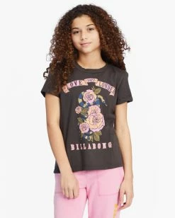 Best Pirce ❤️ Billabong 👧 Girls' Love Louder Graphic Boyfriend T-Shirt OFF BLACK 😉 -Girls Sales Store abgzt00338 billabongw ofb frt1 1