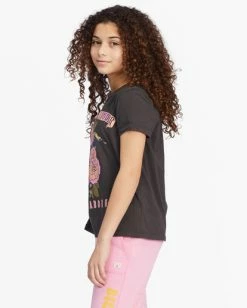 Best Pirce ❤️ Billabong 👧 Girls' Love Louder Graphic Boyfriend T-Shirt OFF BLACK 😉 -Girls Sales Store abgzt00338 billabongw ofb sd1 1