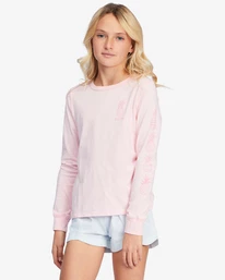 Coupon 😀 Billabong 👧 Girls' Sweet And Tart Long Sleeve Graphic Boyfriend T-Shirt BLOSSOM 🥰