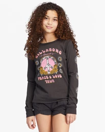 Buy ✨ Billabong 👧 Girls' Peace Be The Journey Long Sleeve Graphic Boyfriend T-Shirt OFF BLACK ✨