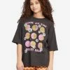 Hot Sale ⭐ Billabong 👧 Girls' Bright Side Graphic Boyfriend T-Shirt OFF BLACK 🤩 -Girls Sales Store abgzt00344 billabongw ofb frt1