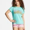Hot Sale 💯 Billabong Girl's 4-16 Heritage Sunflower Oversized T-Shirt LIGHT LAGOON 🥰 -Girls Sales Store abgzt00355 billabongw ggf0 frt1