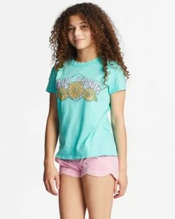 Hot Sale 💯 Billabong Girl's 4-16 Heritage Sunflower Oversized T-Shirt LIGHT LAGOON 🥰 -Girls Sales Store abgzt00355 billabongw ggf0 sd1 1