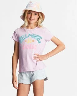 Best Sale 😉 Billabong Girl's 4-16 So Stoked Oversized T-Shirt LIGHT LILAC 🔥 -Girls Sales Store abgzt00356 billabongw lll frt1 1