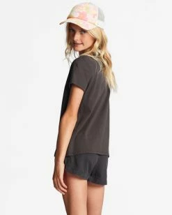 Best Pirce 😍 Billabong Girl's 4-16 Rise Up Oversized T-Shirt OFF BLACK 🧨 -Girls Sales Store abgzt00359 billabongw ofb bck1 1