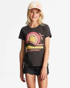 Best Pirce 😍 Billabong Girl's 4-16 Rise Up Oversized T-Shirt OFF BLACK 🧨 -Girls Sales Store abgzt00359 billabongw ofb frt1 1
