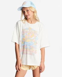 Promo 😉 Billabong Girl's 4-16 Sunshine Dreams Oversized T-Shirt SALT CRYSTAL 👏
