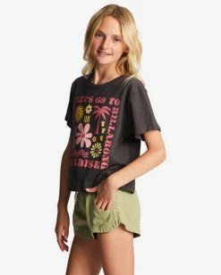 Cheap 🛒 Billabong Girl's 4-16 Let Go To Paradise Boxy T-Shirt OFF BLACK 🌟 -Girls Sales Store abgzt00367 billabongw ofb sd1 1