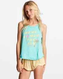 Discount ๐ Billabong Girl's 4-16 Here Comes The Sun Tank Top LIGHT LAGOON ๐